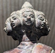 Antique 8 Faces of Buddha bronze Siam statue!! Rare and C19th. Great Patination!