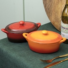 Set of 2 Ombre Stoneware Oval