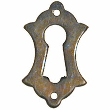 Keyhole cover / horizontal escutcheon in antique brass. 19mm x 32mm