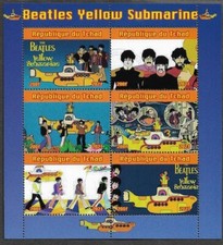 THE BEATLES STAMPS SHEET YELLOW SUBMARINE CARTOONS ANIMATION TCHAD 2021 FU/CTO