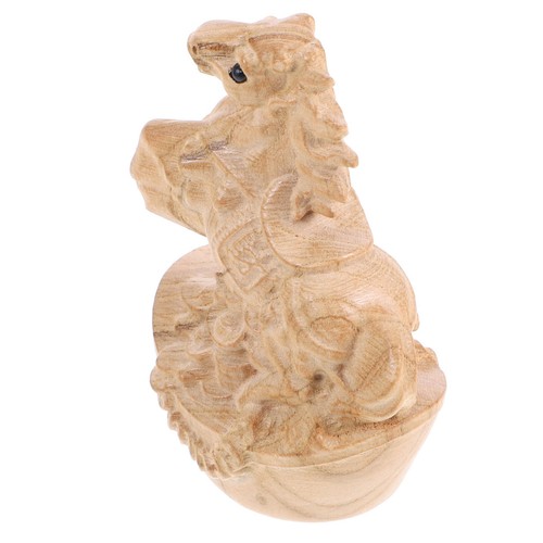 Beige wooden horse statue - wooden,