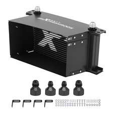 19 Row AN10 Universal Transmission Oil Cooler Kit Engine Black with Brackets