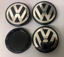 4x VW Volkswagen 65mm Alloy Wheel Centre Cap Golf Passat Sharan 3B7601171 Black