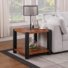 23.6" Square Burl Wood Metal