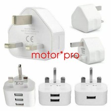 UK Mains 3 Pin Plug Adapter Wall Charger 1/2/3-Port Dual USB For Phones Tablets