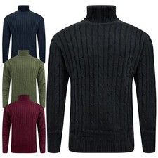 Mens Cable Knit Turtle Neck