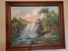 R Danford oil paintings on canvas landscape signed In Stained Frame