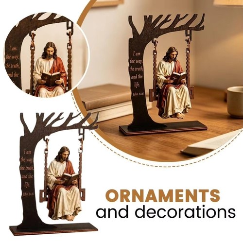 Wooden jesus swing ornament - wooden,