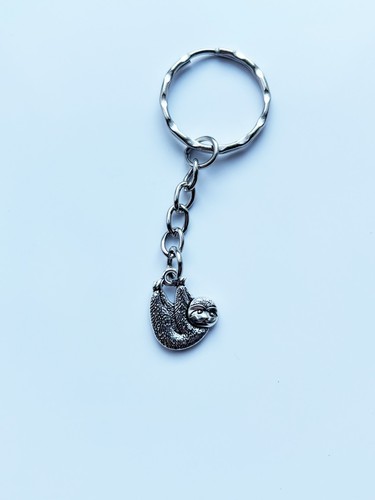 Silver sloth keyring - keyring, /