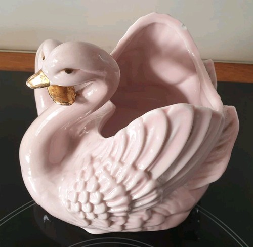 Planter pink gilt loving swans - planter,