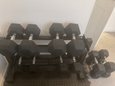 Hex Dumbells and stand 