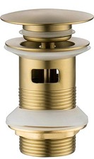 Sink Plug Pop Up Plug for Wash Basin Drain Brushed Gold Brass W Overflow Hole