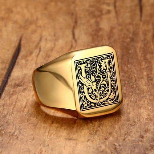 Gold signet ring signature - ring,