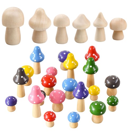 10x wooden mushrooms diy - 10x,