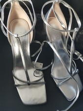 Silver zara sandals size 4 new