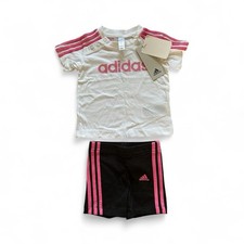 Baby Adidas Tshirt & Shorts 2 Piece Set Pink White Black Age 3-6 Months BNWT