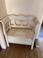 Vintage Antique Hall Chest Storage And Seat In White