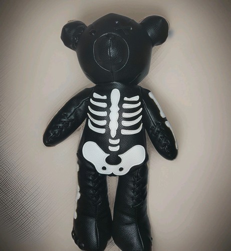 Black skeleton teddy bear - black,