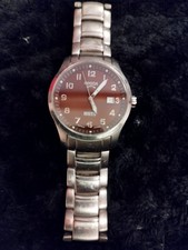 Mens Boccia Titanium OUTside Sapphire Crystal Watch Burgundy Dial Silver Strap