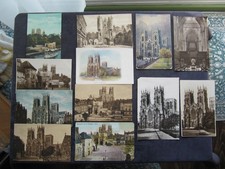 12 Old & Very Old Postcards of York, Bootham Bar, Micklegate Bar, York Minster