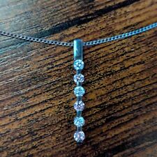 Sterling Silver Next Pendant Necklace | Pink And Clear CZ Stones | 925 Silver