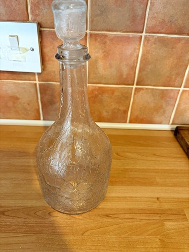 Clear crackle glass decanter - glass,