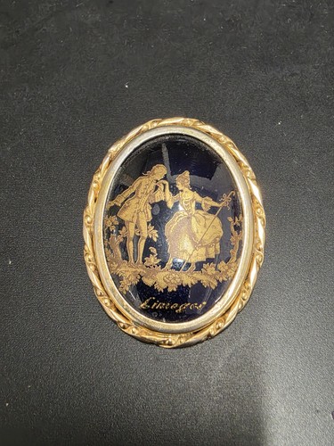 Limoges porcelain brooch - porcelain,