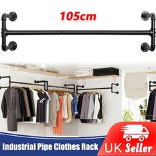 105 Industrial Pipe Clothing Rack Wall Mounted Clothes Rail Hanging Display Rack