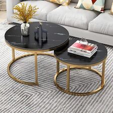 Nesting Coffee Tables Set of 2 Round Stacking Sofa Side Tables for Living Room
