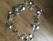  Xmas tree garland/ tinsel decoration silver circles on fine wire pearl beads