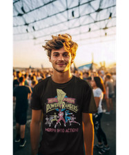 Power Rangers Morph Into Action Black T-Shirt S M L XL XXL Men's Unisex New Top