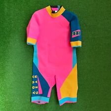 Vintage 80's/90's Nike Aqua Gear Full Wet Suit SwimPink Blue Yellow Size Large