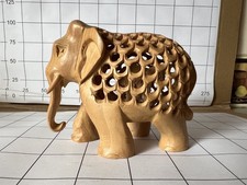 Hand-Carved Jali Wooden Indian Elephant Detailed with inner elephant