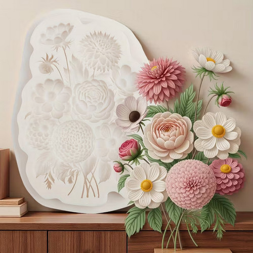 Floral silicone mould - silicone,