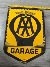 Vintage Enamel Garage Yellow AA Sign (Large) Reproduction Good Condition Rare