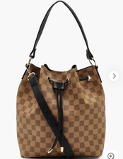 Boohoo Tan Check Faux Leather