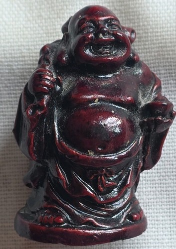 Mini buddha statue red resin - red,