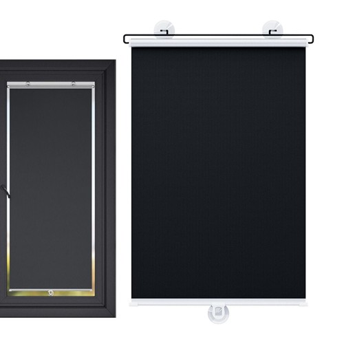 Black pvc roller blind - black,