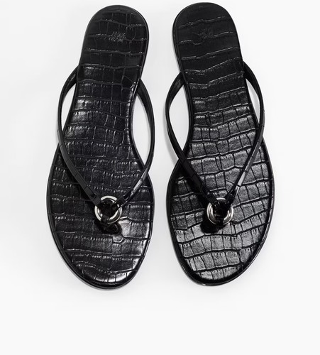 Black flip flops croc - croc, embossed