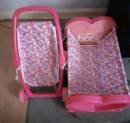Baby dolls cot and pushchair - dolls,