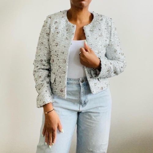 Zara silver sequin jacket - zara,