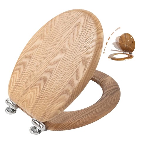 Wooden slow close toilet seat - close,