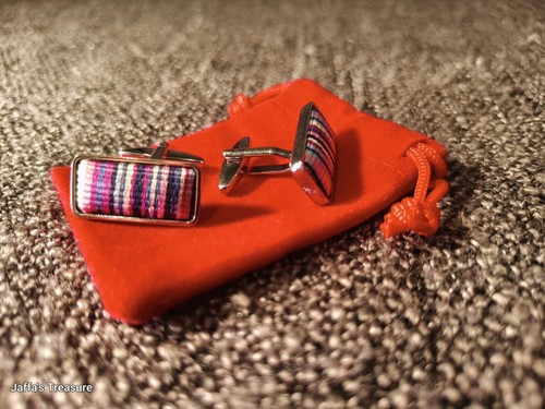 Striped fabric cufflinks - striped,