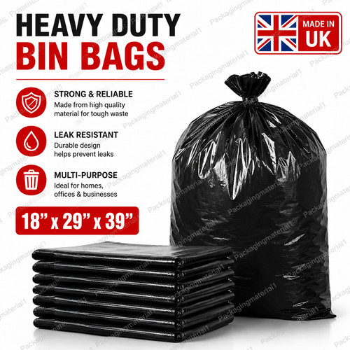 Heavy duty black bin bags - black,