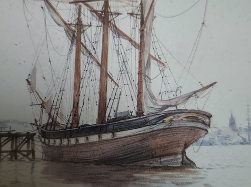 Signed framed nautical - framed, ships