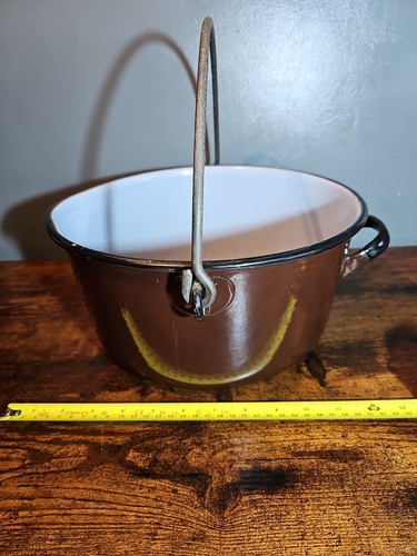 Vintage enamel cooking pot - vintage,