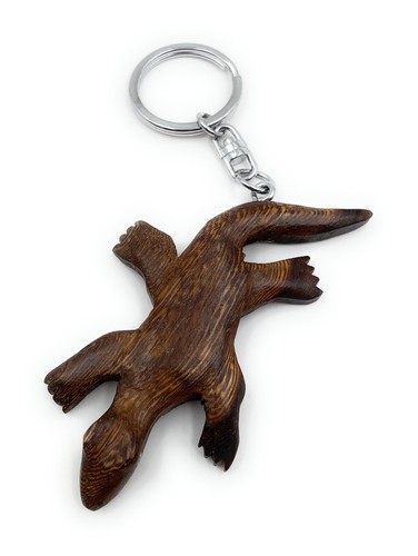 Handmade wood keychain lizard - keychain,