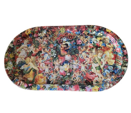 Vintage tin metal serving - , tray