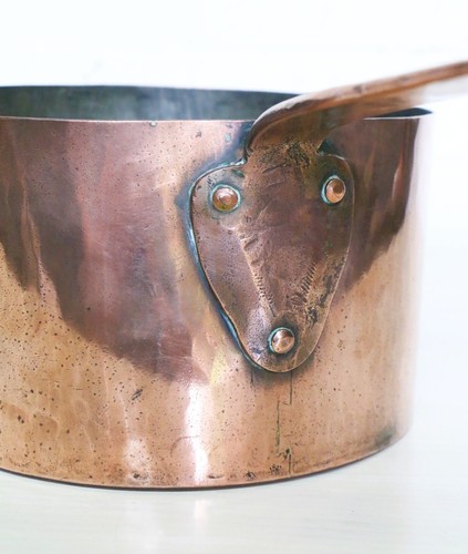 Antique french copper saucepan - french,