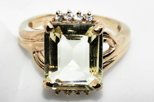 Vintage 9ct gold prasiolite - gold,